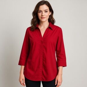 Basic Editions Red Button Down Shirt